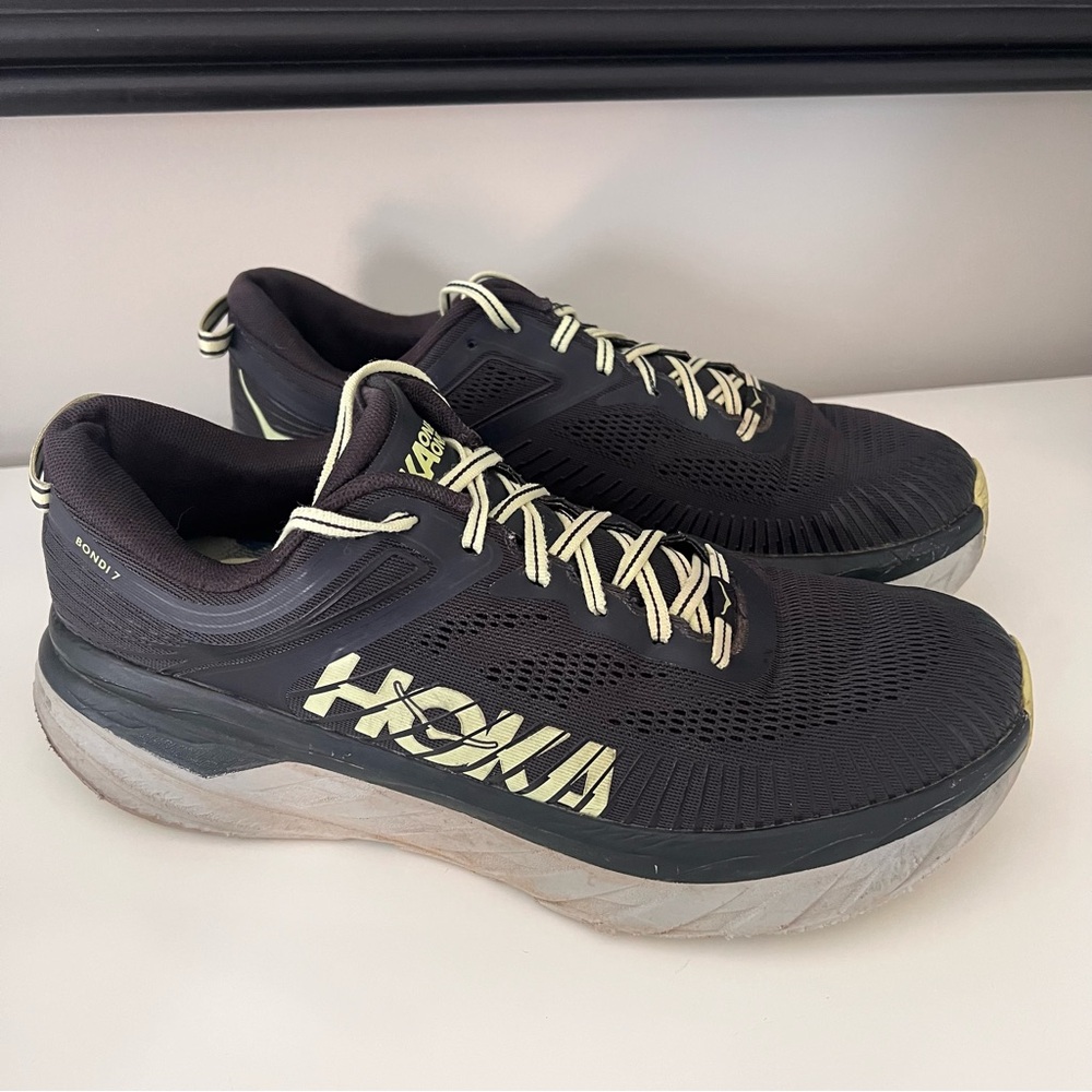 Hoka One One Sneakers Mens 12 Bondi 7 1110530 BGBT Black Running Gym Shoes